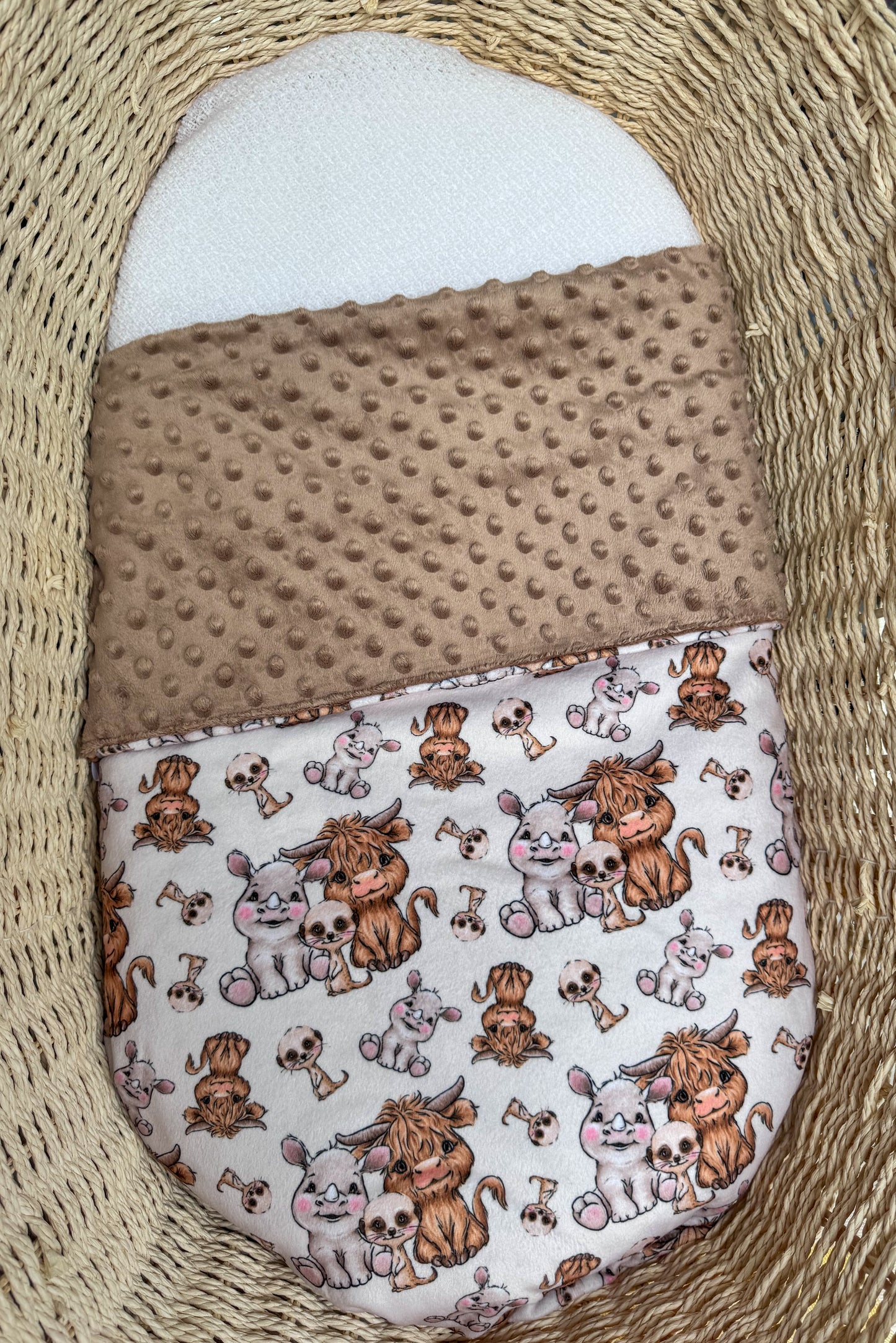 Double Minky Blanket - Baby Animals